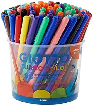 GIOTTO Turbo Color - Barattolo Da 96 Pennarelli A Punta Fine, 2.8 mm, Colori Intensi