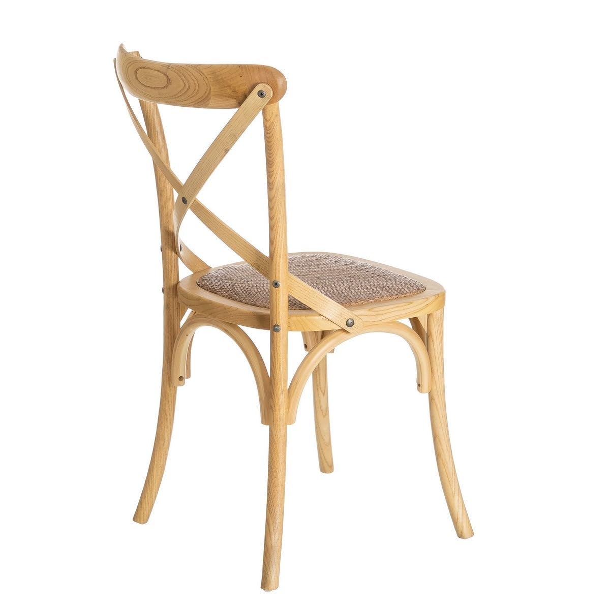 LOLAhome - Silla de Comedor Aspas de Madera de Olmo Color Natural con Asiento de ratán Trenzado en Tono Natural