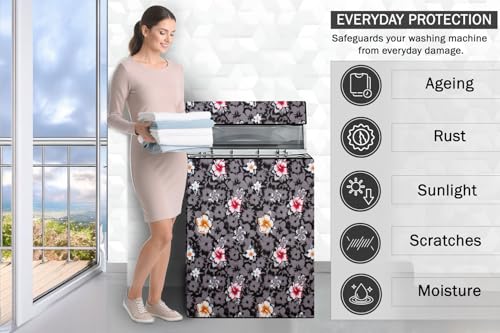 Image of Stylista Top Load Fully Automatic Washing Machine Cover Compatible for IFB 8 kg, 8.5 kg, 9 kg & 9.5 kg, Symmetric Pattern Grey