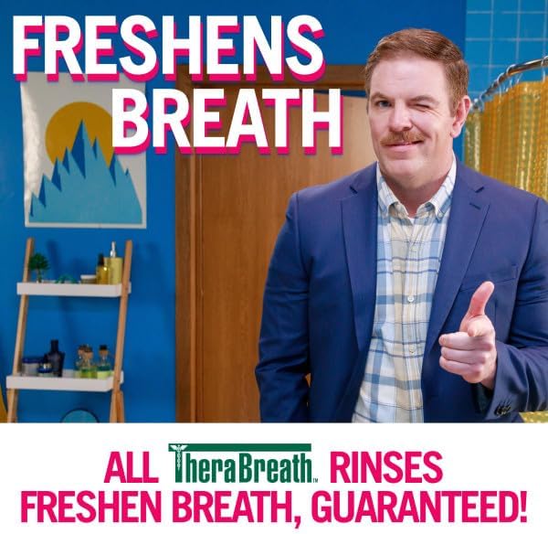 Miniatura 9 de TheraBreath Enjuague bucal anticaries con flúor, menta brillante, formulado por dentistas, 1 litro (33.8 fl oz) + tamaño de viaje, 3 onzas líquidas