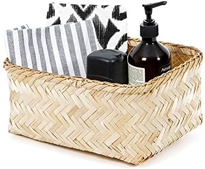 Compactor- braided storage baskets, bamboo, Brown, Large, 30 x 23 x 15 cm, 1 piece