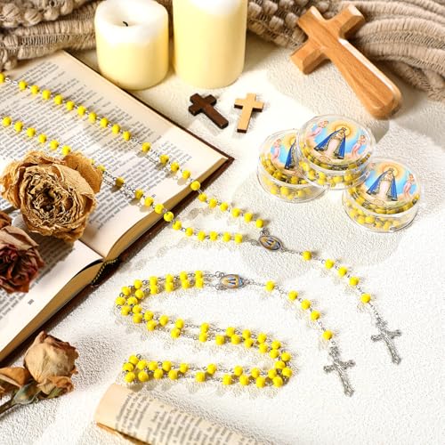Tondiamo 12 Pcs Catholic Beads Rosary Necklace with Virgin Mary Divino Nino Jesus Rosaries Necklace Baptism Rosary Beads Catholic Prayer Gifts for Women Men Guest Religious Event Party Favor3