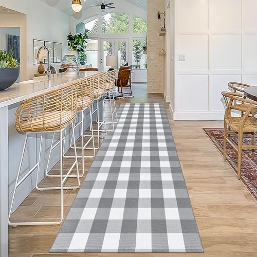 Aoczes tapis carreaux Buffalo 3'x10' gris blanc extérieur