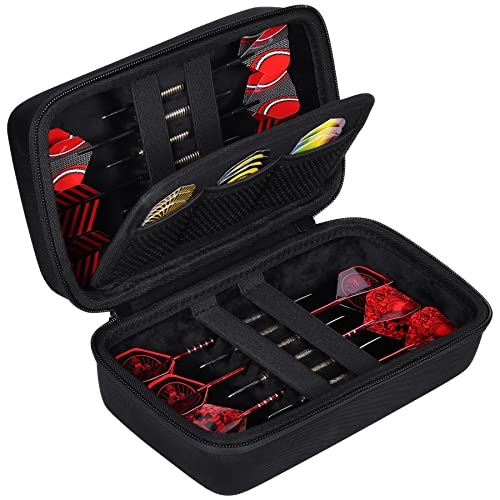 co2CREA Hard Case Compatible with Steel Tip or Soft Tip Darts, Holds 12 Darts and Extra Accessories, Built-In Storage Tubes and Pockets for Flights, Tips, Shafts