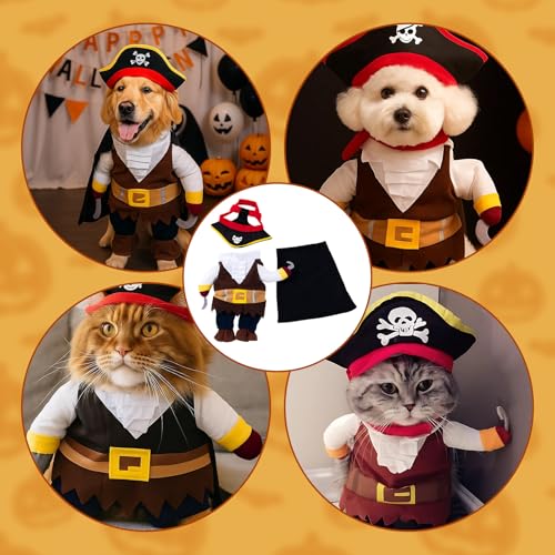 Dog Halloween Costume, Pirate Theme Pet Costume for Dogs, Adjustable Pirate Outfit with Hat, Perfect for Halloween Parties and Photo Shoots - Image 7