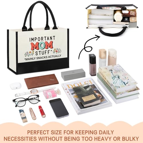 Image of Gifts for Mom from Daughter Son, New Step Bonus Mom Birthday Cool Gifts for Mama Mammy, Mother Shopping Canvas Tote Bag
