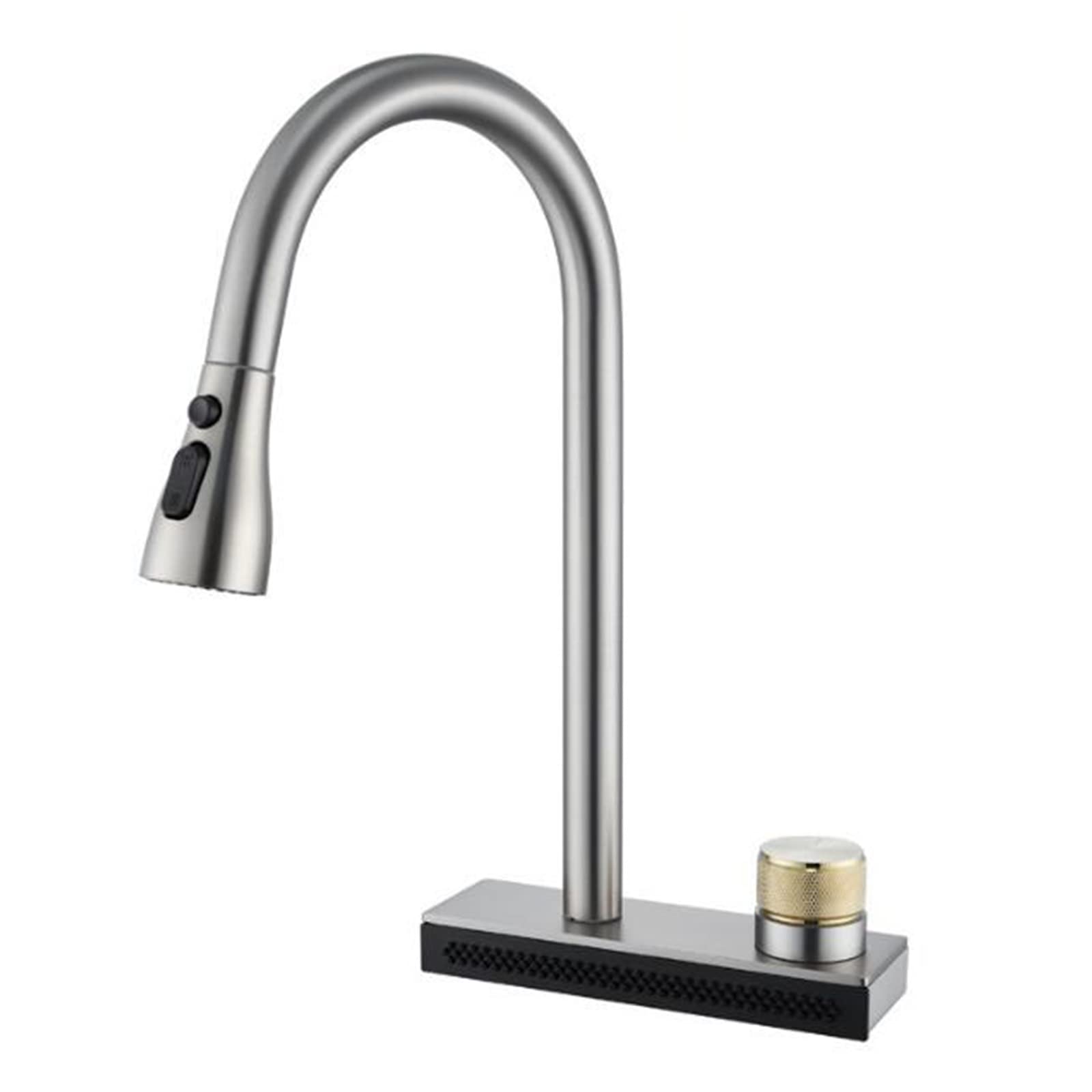 MXXQRHF Stainless Steel Kitchen Faucet Pull Out Spray Mixer Tap Modern Kitchen Sink Tap Easy Clean Design High-Arc Swivel Spout Adjustable Water Flow