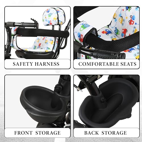 Image of Tricycle 1 Years to 5 Years with Removable Safety Guard and Parental Control Back Side Push Handle with Rubber Tyre for Kid's CR07 (Black 3)
