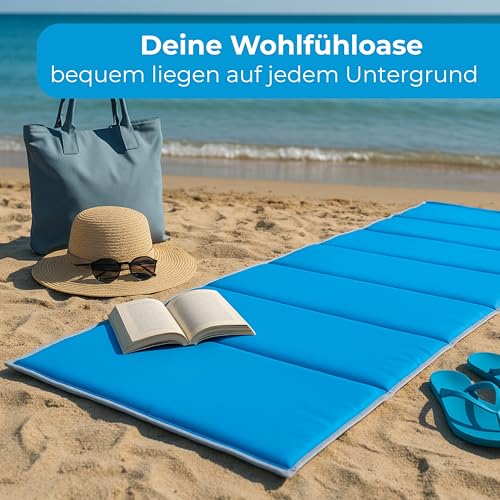 StarK 4in1 Strandmatte Wasserhängematte für Pool und Strand -Faltbare Camping Isomatte 190cm 60cm-Gepolsterte Auflage für Gartenliege -Bequeme Sonnenliegen Auflage-Strandliege (SkyBlue)