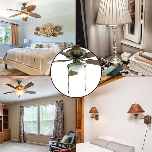 Image of 120in Ceiling Fan Pull Chain Extender, 3mm Premium Metal Light Roller Blind Beaded Pull Chain Extension with 20pcs Connectors Practical Accessories for Light Fixture DIY Crafts (Red Bronze)