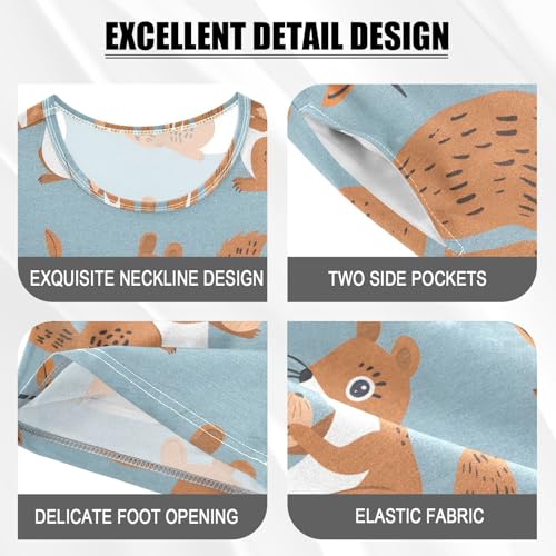 ALAZA Squirrel Holding Nuts Pajamas Short Sleeve 2 Piece Sleepwear Top and Bottom Pajama Set Unisex4