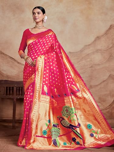 Image of EthnicJunction Women's Silk Blend Woven Paithani saree With Blouse Piece | Wedding Saree | Heavy Saree
