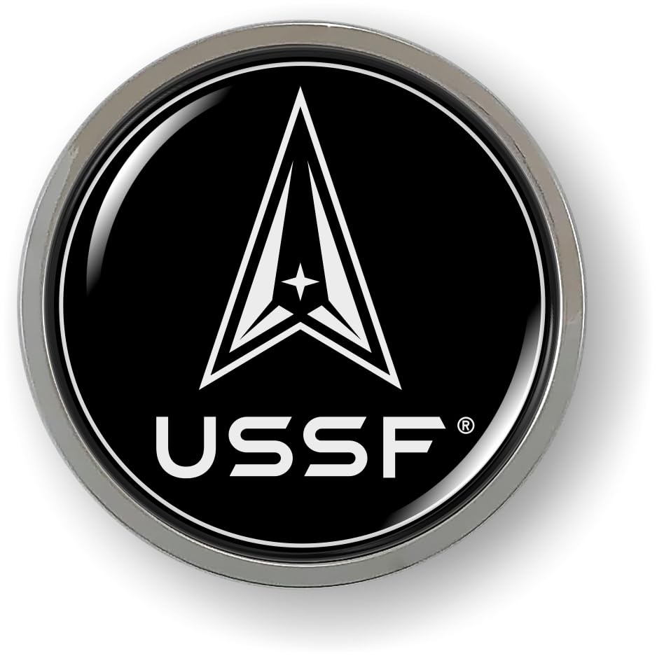 Image of BestLicensePlateFrames - USSF Symbol 3D Domed CAR Emblem Badge Sticker Chrome Plastic Bezel - Official USAF and USSF Licensed Product
