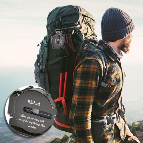 Brújula personalizada - Brújula de latón personalizada con texto, función luminosa impermeable, regalo de supervivencia para senderismo para hombres, mujeres, padre, esposo miniatura 5