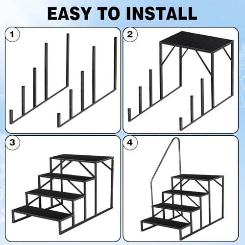 Escalera para piscina con pasamanos y 4 peldaños miniatura 5