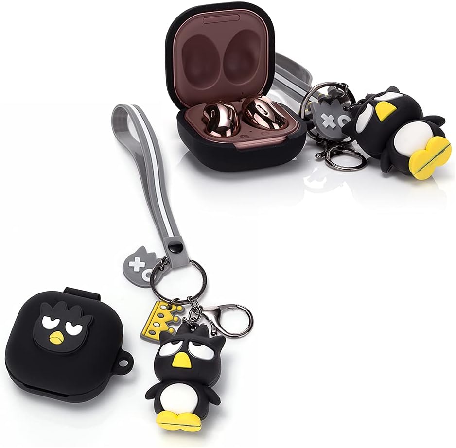 Case for Samsung Galaxy Buds FE(2023) / Buds2 Pro(2022) / Buds 2(2021) / Buds Pro(2021) / Buds Live(2020) Earbuds with Doll Lanyard, Cute Cartoon Skin Design, Silicone Wireless Cover
