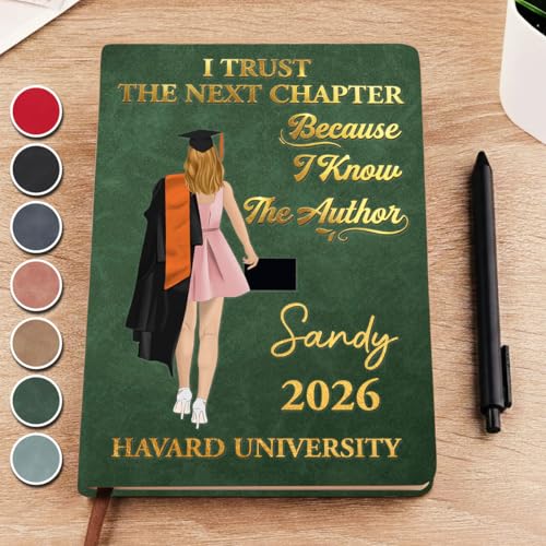Wrappiness Personalized Graduation Leather Journal Class of 2026 - Graduation Gifts for Girl Women 100 Pages High School University College Master Degree Graduation Gift For Siblings, Students, Writers, Future Authors (I Know The Author)
