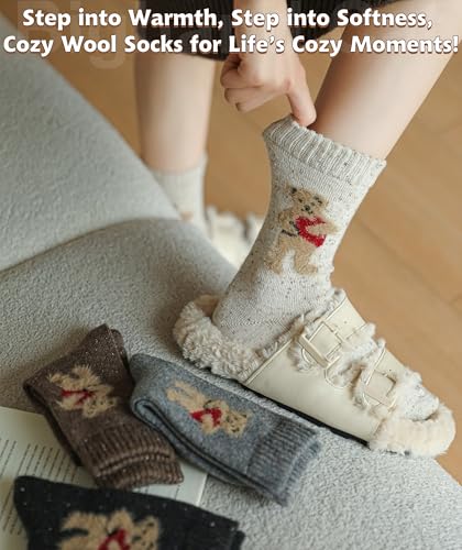 Image of IIG Winter Warm Wool Socks for Women Original Design Trendy Boot Socks Ideal Gift