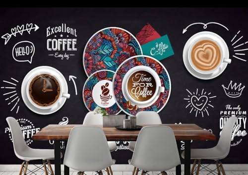 Papier Peint Tableau Noir Café au design peint à la main pour restaurant