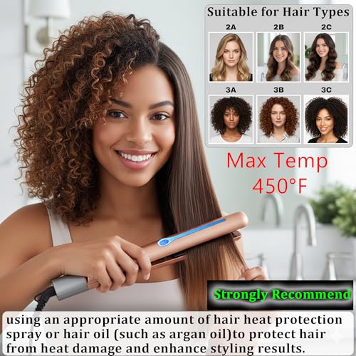 Image of NITION Ceramic Tourmaline Hair Straighteners LCD Flat Iron MCH 10s Fast Heating Up. 1 inch Smooth 3D Floating Plate Healthy Straightening Tools. Travel Pouch Bag. Dual Voltage. Luxury Gift Box