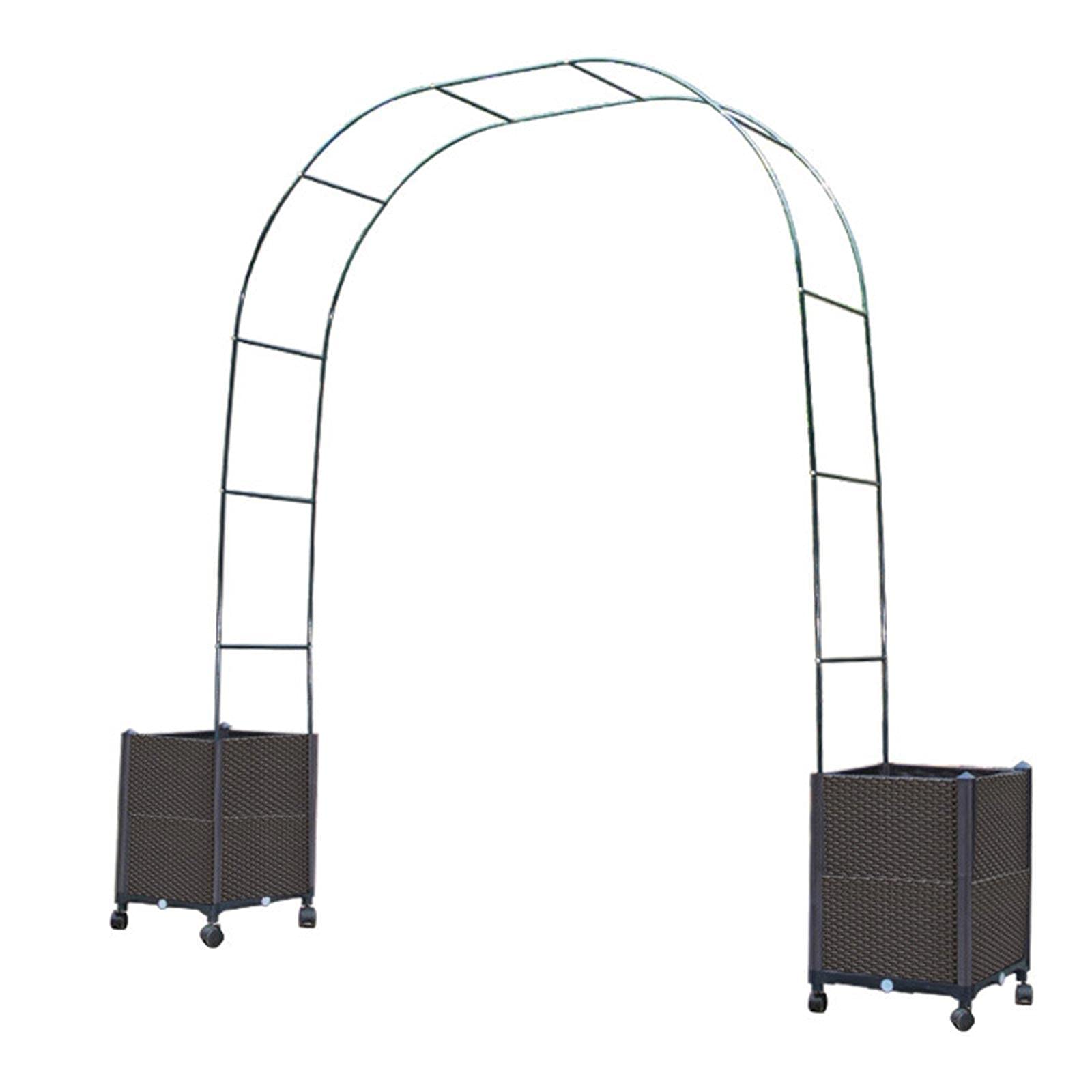 Arche de jardin mobile en métal avec jardinières – 230 x 195 cm marron escalade e pour l'extérieur Det idéal pour les fleurs et les plantes et treillis de jardin Slish