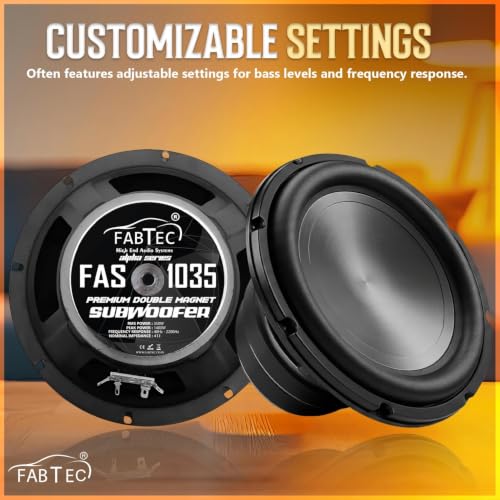 Image of FABTEC 10 Inch Heavy Bass Subwoofer with Double Magnet - 350W RMS, 1400W Peak, 4 Ohm Speaker for Car Audio, Home Theater & DIY Sound Builds (Strong Ferrite Magnet, 90dB)