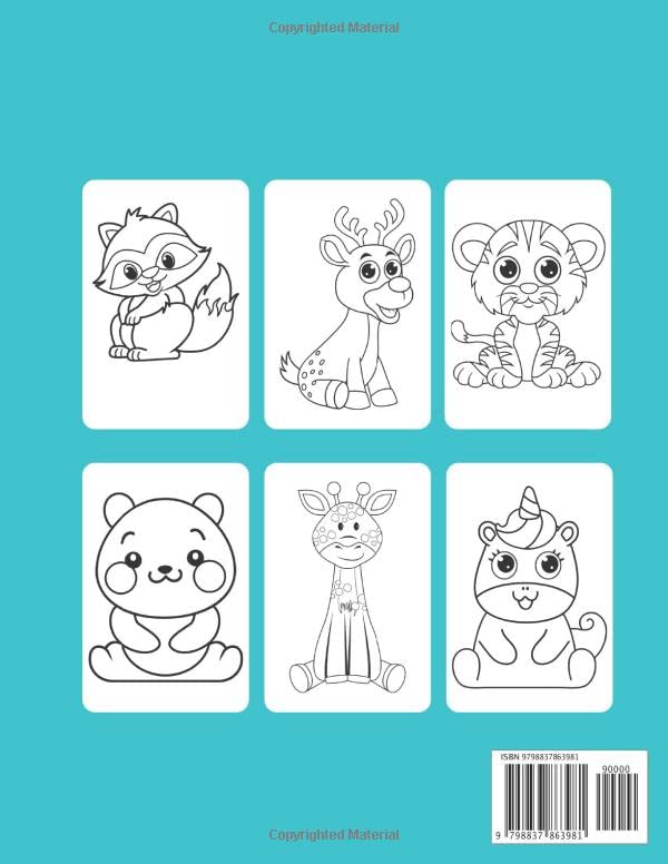 Cute Animal Coloring Book For Kids: Fun And Easy Coloring Pages For Girls And Boys With Giraffe, Lion, Fish, Dinosaur, Butterfly, Horse And Much More. image 3