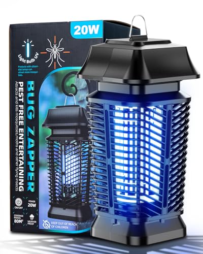 Meilen Bug Zapper Outdoor,Mosquito Zappers Indoor, Electric 4000V Fly Zapper Waterproof Bug Zapper Indoor, Portable Fly Trap& Insect Killer for Patio, Home, Kitchen, Backyard（Square Roof）