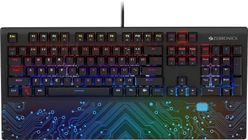 Image of ZEBRONICS Zeb-MAX Chroma Premium Mechanical Gaming Keyboard with 104 Tactile Switch Keys, Wrist Rest