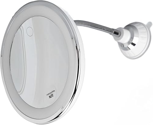 Miniatura 9 de Espejo de maquillaje iluminado recargable, espejo de tocador con aumento de 10x, espejo cosmético regulable de tres colores de luz, espejo cosmético