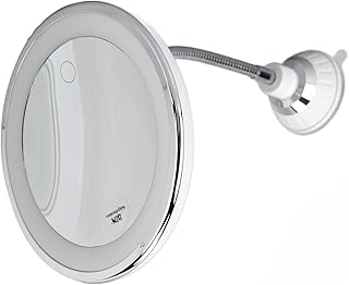 10x Magnification LED Makeup Mirror with Adjustable Brightness, Three Light Colors, Suction Cup Design for Detailed Makeup