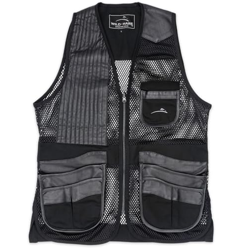 Wild Hare Shooting Gear Range Vest, Leather Trim, Black