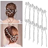 💎【Mode und Elegant】: Dieses wunderschöne, funkelnde Brauthaar-Accessoire ist modisch und elegant, es ist das beste Accessoire und ist auch ein zartes und edles Geschenk, das die einzigartige Perfektion verbessern kann. Diese Haarnadeln passen auch zu Ihrem anderen Schmuck und zeigen Ihre charmante Persönlichkeit.