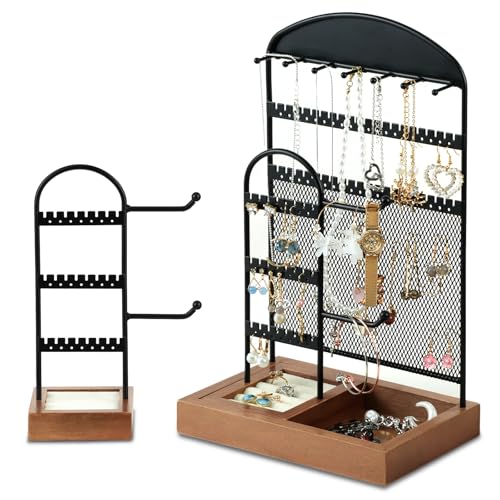 Mulaibdin Soporte para Joyas, Organizador Joyas Madera y metal, Organizador Pendientes Dorado, Colgador de Collares y Pulseras, Soporte Joyas Decorativo, Elegante Regalos para Mujer (Negro) Mulaibdin Soporte para Joyas, Organizador Joyas Madera y metal, Organizador Pendientes Dorado, Colgador de Collares y Pulseras, Soporte Joyas Decorativo, Elegante Regalos para Mujer (Negro)