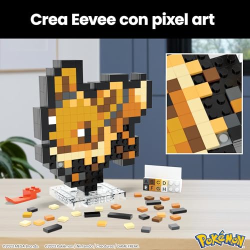 Mega PokéMon - Eevee Pixel Art, Set Da Costruire Con 323 Pezzi E Stile Retrò Pixelato, Personaggio Da Esporre Con Base Inclusa O Da Appendere A Parete, Giocattolo Per Collezionisti, 13+ Anni, HTH78 - 4