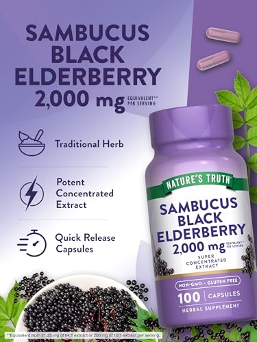 Nature'S Truth NT3226A Black Elderberry Capsules | 100 Count | Super Concentrated Sambucus Extract | Non-Gmo And Gluten Free Supplement thumb #4