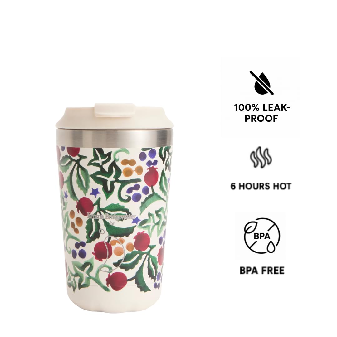 Chilly's Original Kaffeebecher - Reise-Thermo-Tasse für kalte und heiße Getränke - Mehrwegbecher mit Deckel - Doppelwandig und Vakuumisoliert - Edelstahl - 340ml - Rosehip and Ivy