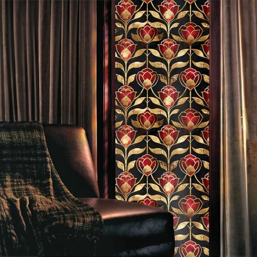 Vinilo decorativo para ventana 40x300 cm rojo dorado miniatura 2