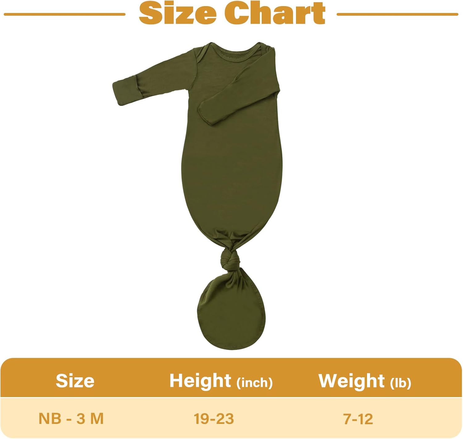 Baby Knotted Gown with Hat Set for Newborn Boy Girl, Ultra Soft Tie Gown with Mitten, Long Sleeve Infant Sleeper 0-3 M - Image 6