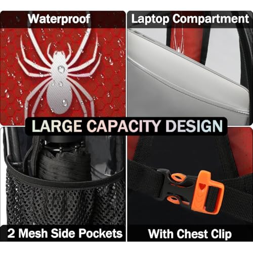 TropicalLife Spider Heavy Duty Clear Backpack PVC Transparent Backpack Large See Through Backpacks3