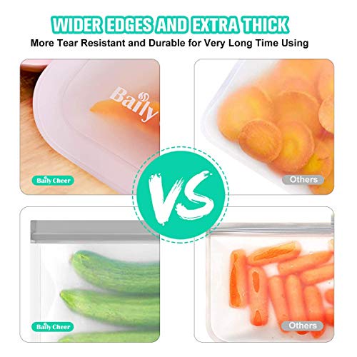 12 Pack Reusable Food Storage Bags Bpa Free Extra Thick Dishwasher Safe 6 Reusable Sandwich Bags + 6 Reusable Snack Bags Dual Leakproof Freezer Bags #TOP2