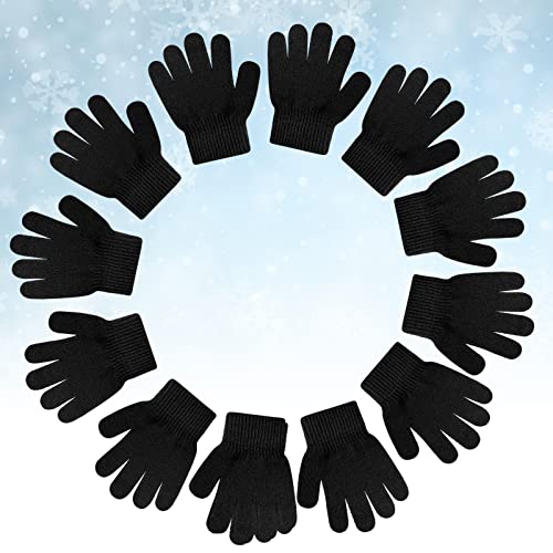Onesing 6 Pair Toddler Gloves Baby Gloves Toddler Winter Gloves Stretchy Knit Gloves For Kids Boys Girls, Black #TOP4