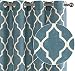 jinchan Quatrefoil Linen Curtains Lattice Moroccan Tile Printed Curtain Panels/Drapes for Bedroom/Living Room Window/Patio Door 95 inch Long Blue Set of 2 Panels
