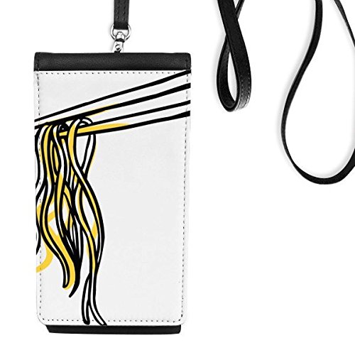 Bourse en cuir suspendu téléphone portable noir avec porte-monnaie et motif chine traditionnel