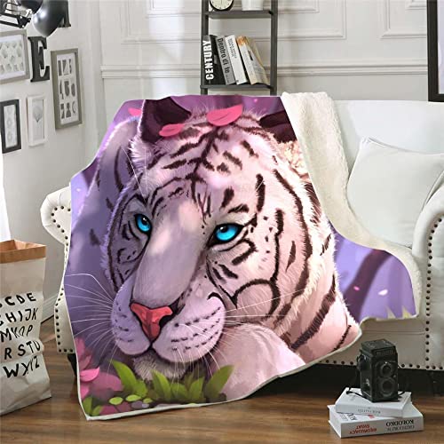 Couvertures luxueuses et moelleuses motif tigre fausse fourrure pour lit et canapé