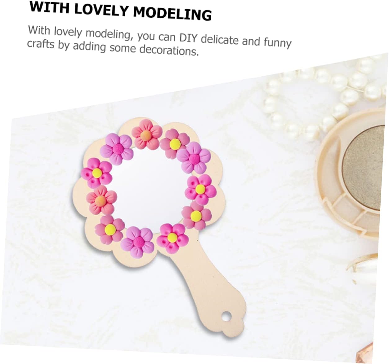5pcs DIY Wooden Handheld Mirror for Boys and Girls Unfinished Craft Mirrors for Creative Painting and Decor for Arts and Crafts Activities