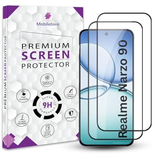 Image of Premium Tempered Glass Screen Protector Guard For Realme Narzo 90 5G (6.57 Inch, Pack of 2) | Edge to Edge Coverage With Easy to installation kit