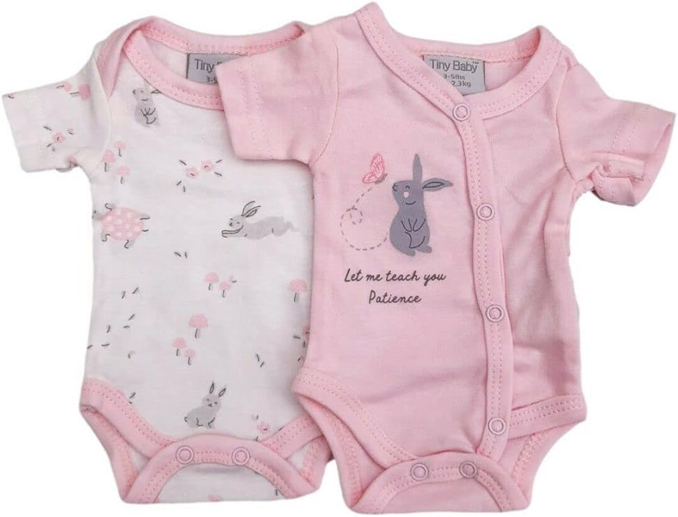 BNWT Tiny premature baby girls cotton twin pack of bodysuits (58lb
