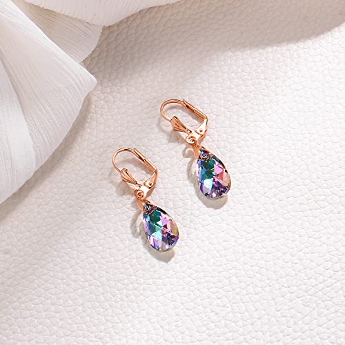 EleQueen Blue Austrian Crystal Teardrop Earrings #TOP26