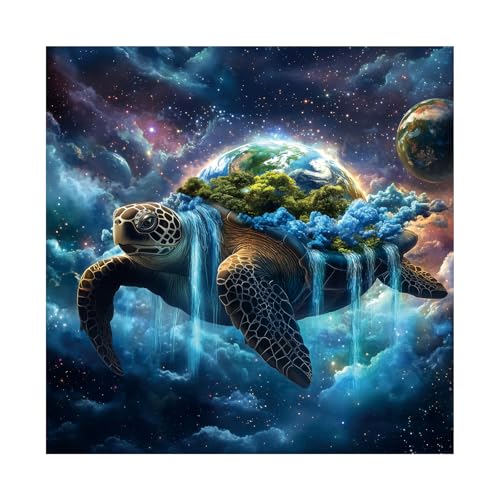 Sea Turtle Space Earth Puzzle 1000 Piece for Adults, Galaxy Planet Fantasy Jigsaw Puzzle, Magic Universe Animals Puzzles